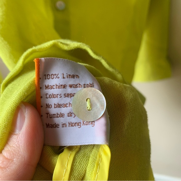 Fridaze linen button front and back lime top - Picture 6 of 6